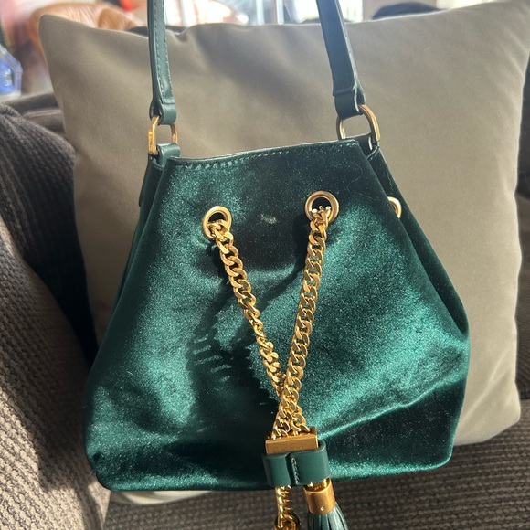 Charles & Keith Handbags - Charles & Keith Green Velvet Shoulder Bag